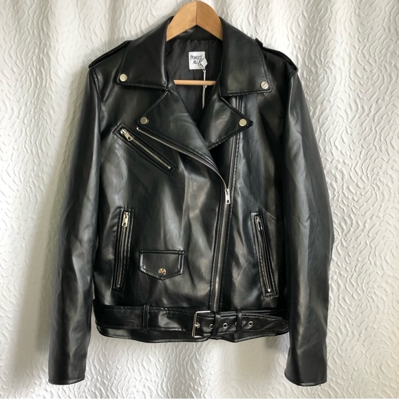 BNWT Princess Polly Black Breakeven PU Jacket Biker Motorcycle Vegan Leather - Picture 3 of 16